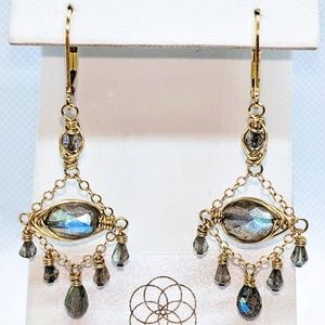 Labradorite & 14 kt yellow gold filled earrings